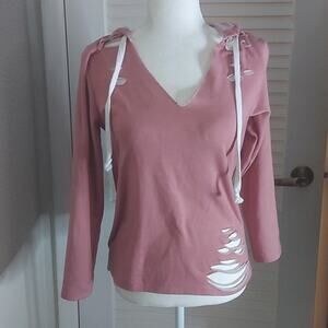 Cleo Distressed Pink Hoodie S Pastel Normcore Sportswear Gorpcore Classic Grunge